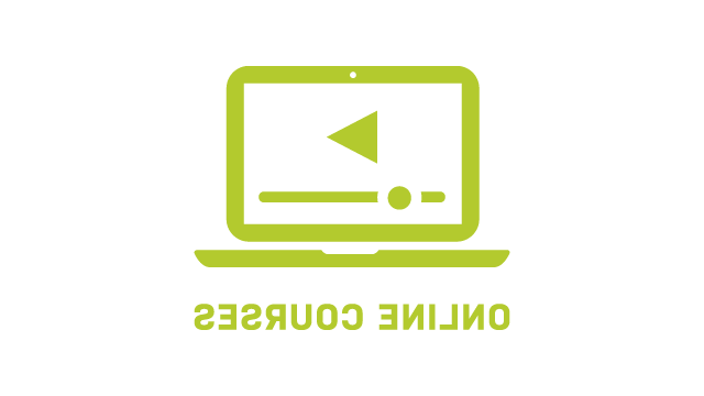 icon of a computer monitor with the words online courses